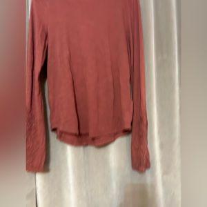 6. Free People - Long Embroidered Sleeve Mock Neck Blouse  -NWT -Cotton